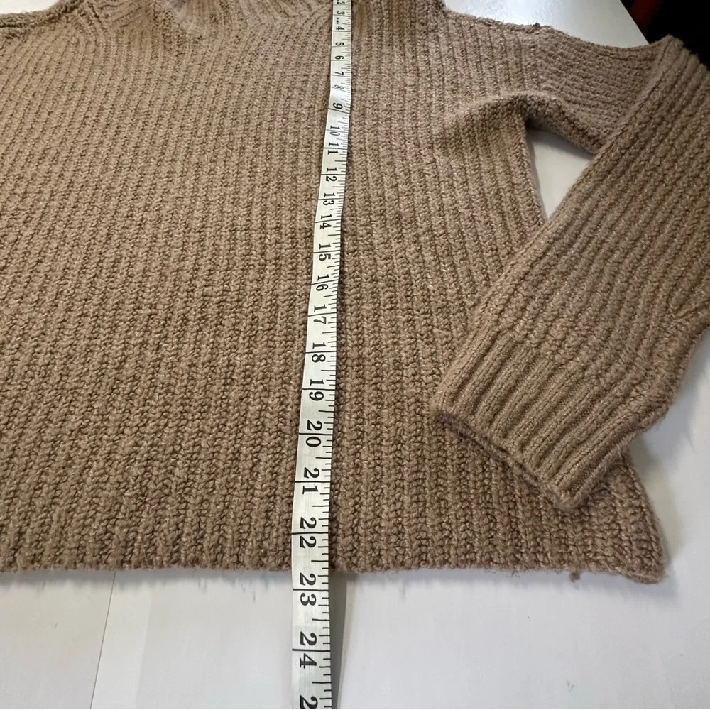Anthropology women’s size S chunky knit loose fit mock neck sweater, beige color